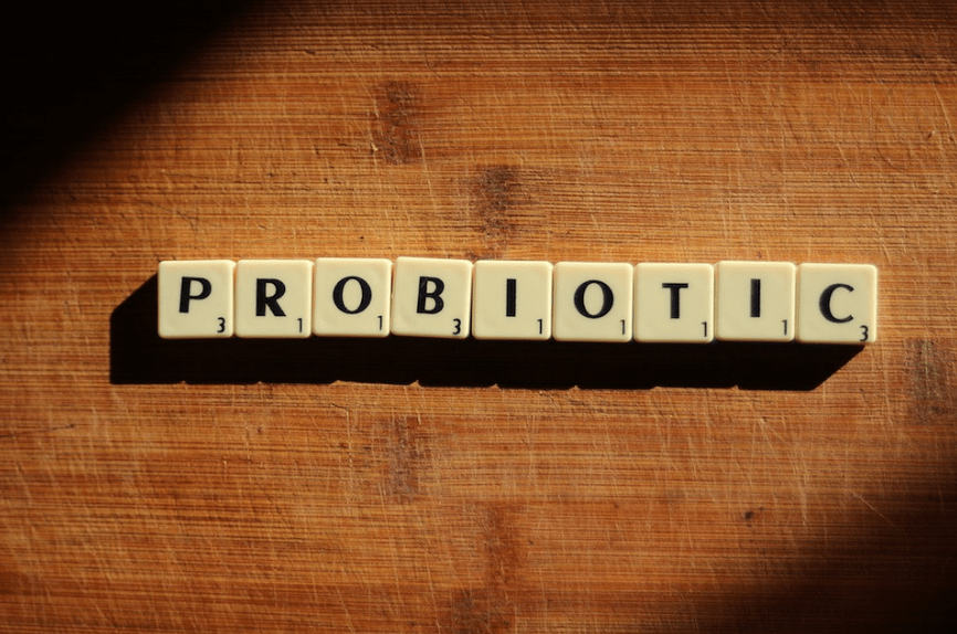 Probiotic written with wooden letters