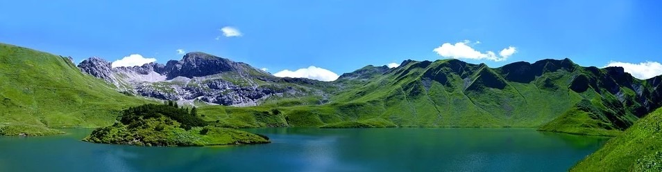Mountains covered with greenery in summer