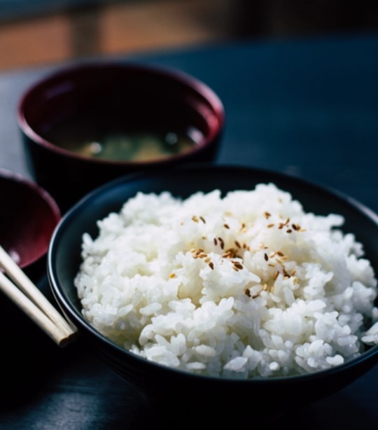 cooked white with sesame seeds