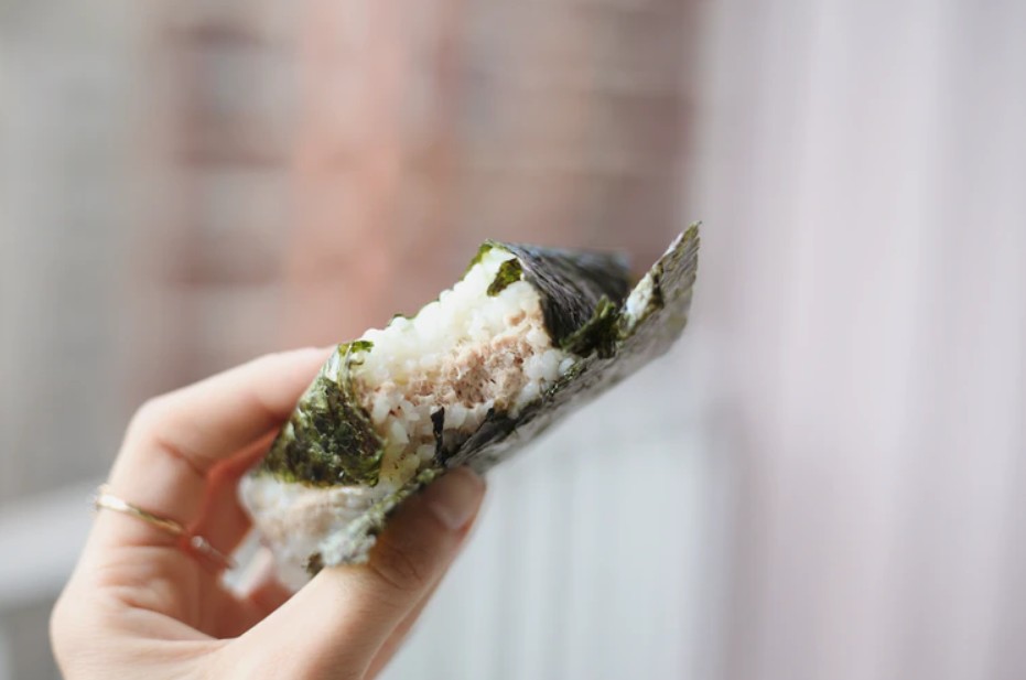 half-eaten onigiri