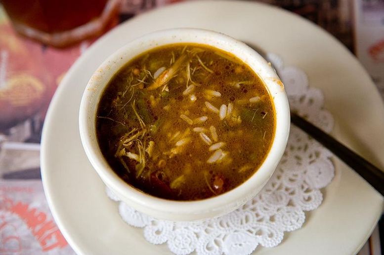 Gumbo with seafood.