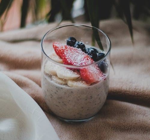 Photo of a drinking glass with fruit smoothie