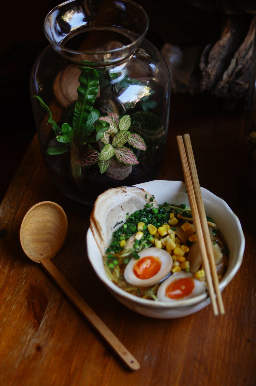 Miso vegetable and egg soup.