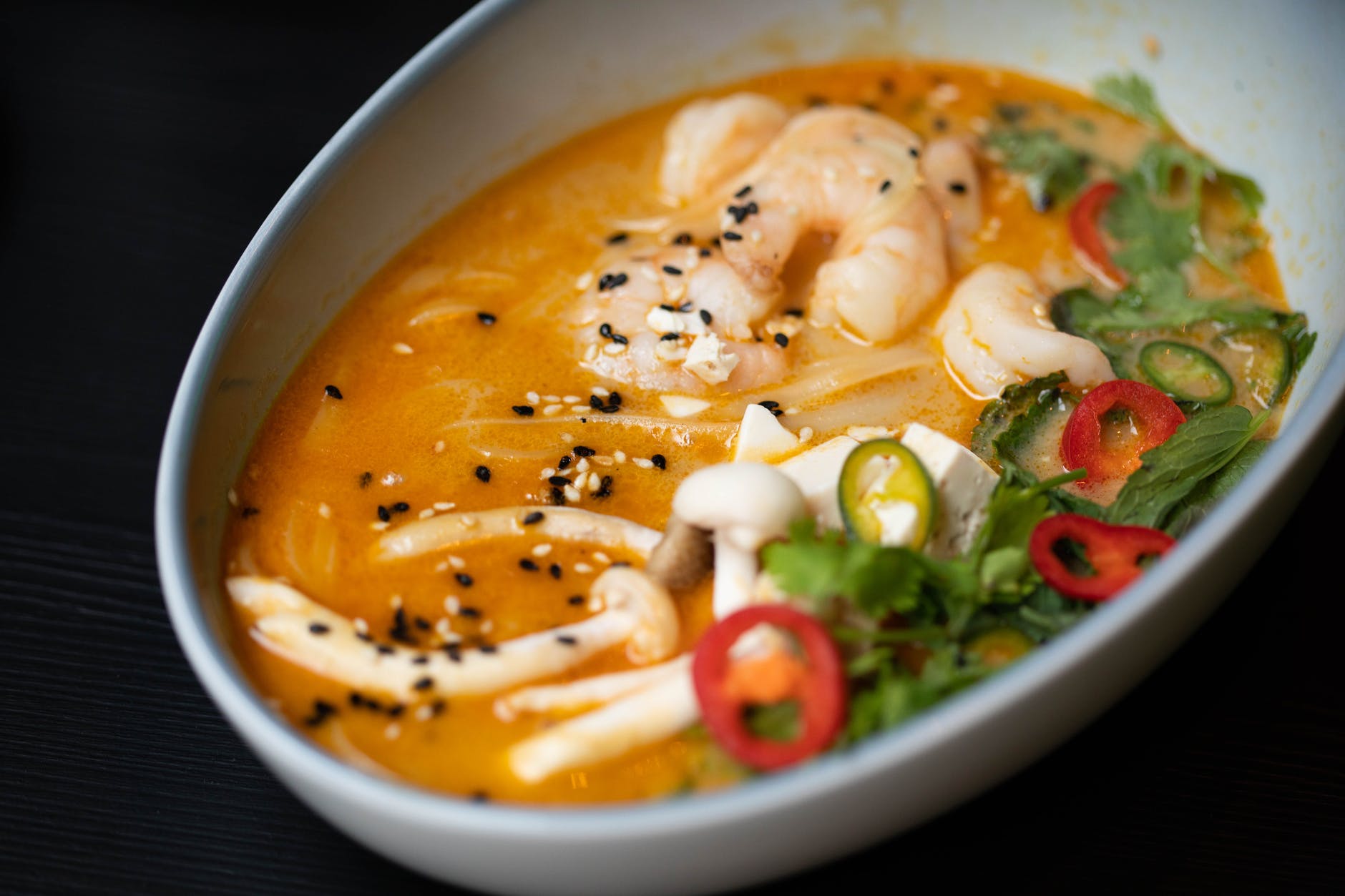 Red miso shrimp and vegetable soup