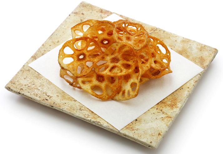 lotus root chips on a plate